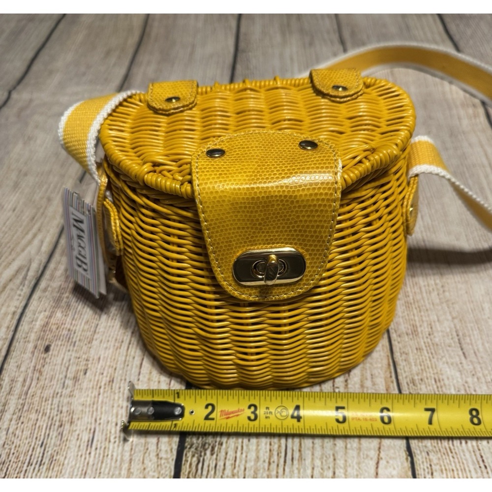 NWT Maggie B St Tropez Shoulder Basket Bag Purse CottageCore Canary Yellow GT14
